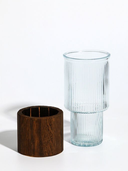 Ваза «Лесли», линии, 20×10 см, стекло, прозрачная