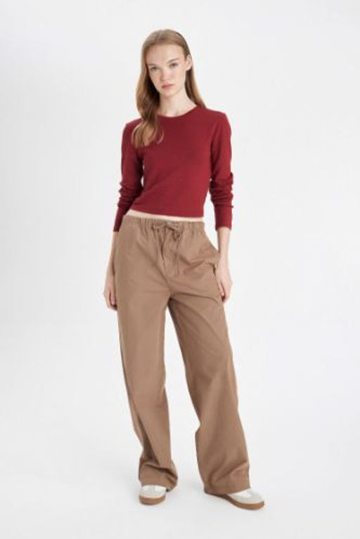 Coool Straight Fit Poplin Pantolon Basic Duz Cepli Lastikli Bel Bagc?kl?