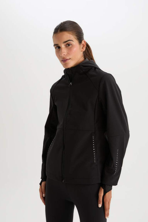 DefactoFit Водоотталкивающее ветрозащитное пальто Slim Fit с капюшоном и карманом на молнии с флисовой подкладкой из софтшелла  фото 4