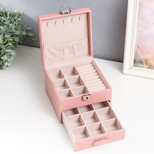 Шкатулка кожзам для украшений Сахарная вата 16х16х11,8 см - Simaland фото 2