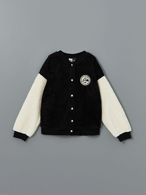 Bisiklet Yaka Minnie Mouse Nak??l? Pel?? K?z ?ocuk Ceket