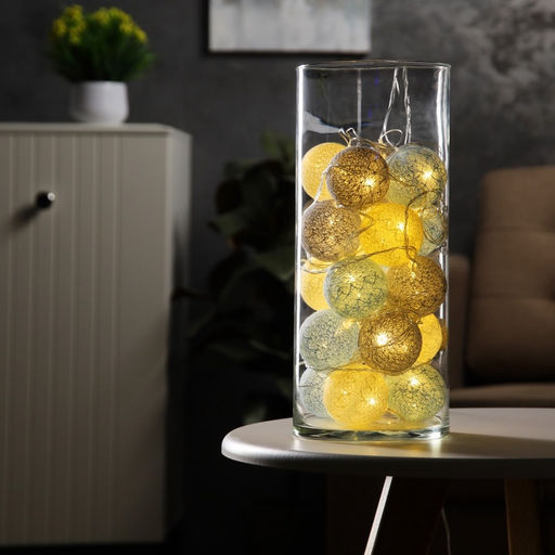 Гирлянда Нить 5 м с насадками Клубки небесные, IP20, прозрачная нить, 20 LED, свечение тёплое белое, 220 В - Luazon lighting фото 13