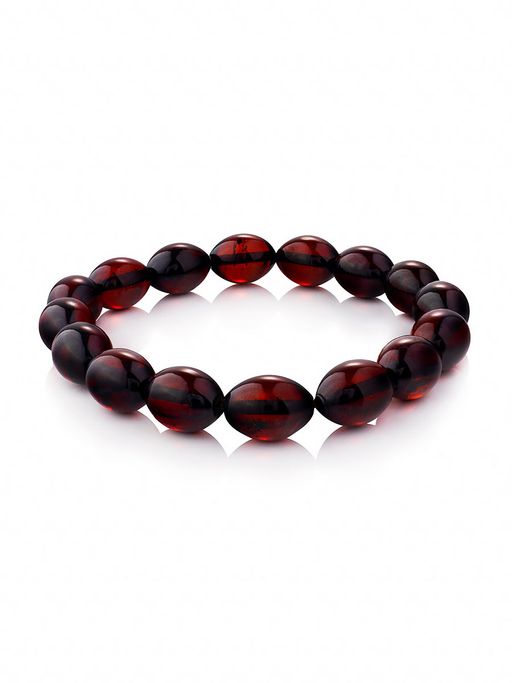 Браслет из натурального янтаря Оливки вишнёвые