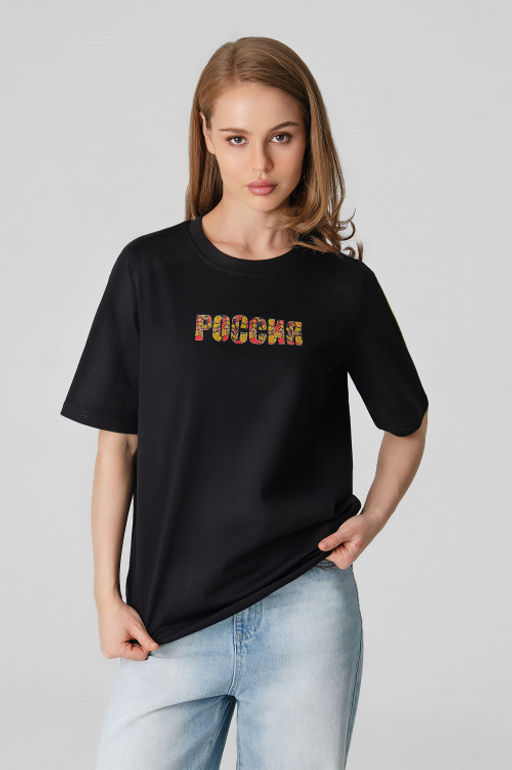 Арт. 31141 Футболка женская Россия 44-50 (4 шт) Цвет:черный - Калинка фото 8