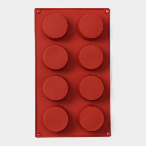 Форма для выпечки Доляна «Фигуры.Круг», 29×17×2.7 см, 8 ячеек (5.8×2.7 см), силикон, коричневая