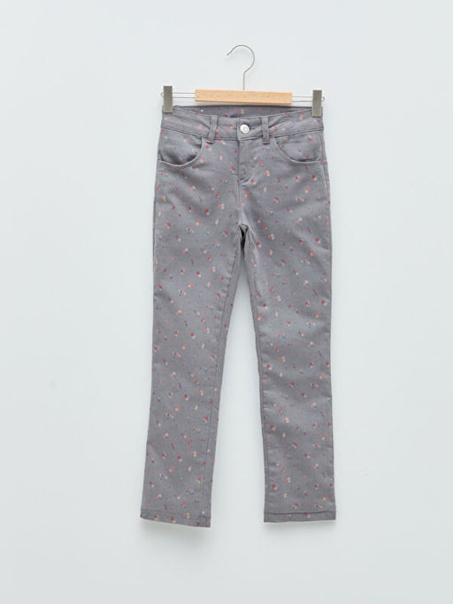 Slim Fit Desenli Gabardin Polar Astarl? K?z ?ocuk Pantolon