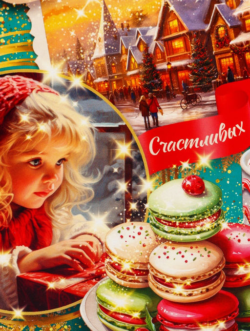 Цена за 5 шт. Подарочная коробка новогодняя Вкус детства 17 х 7 х 25,5 см