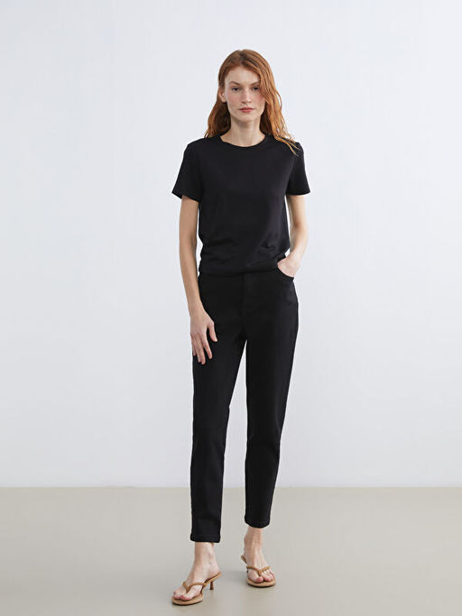 Beli Lastikli Slim Mom Kad?n Jean Pantolon