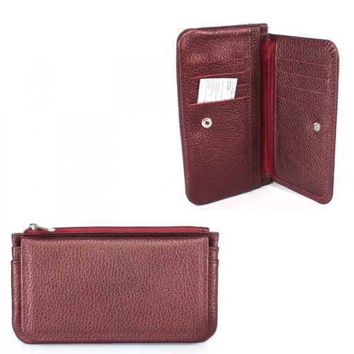 Портмоне женское Croco-ПР-805 натуральная кожа 3 отд, 4 карм, бордо металлик (232) 239942