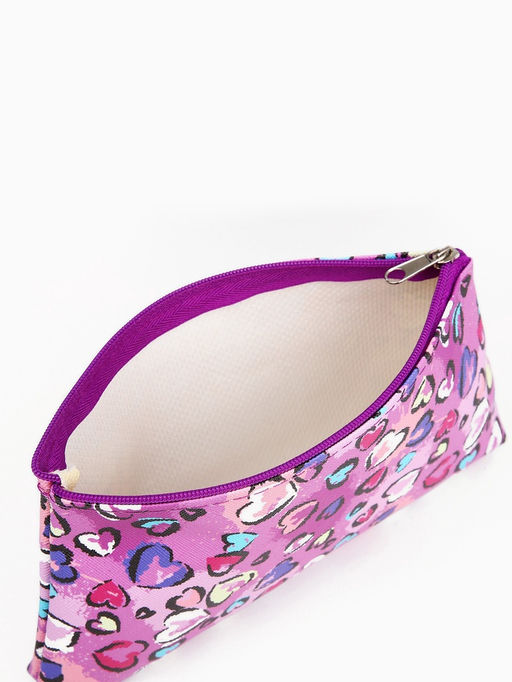 Цена за 3 шт. Косметичка - пенал на молнии, плоская, маленькая, с принтом, розовая