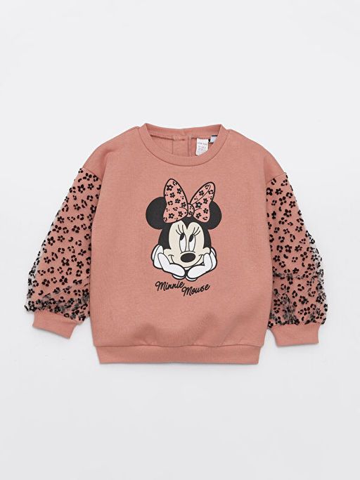 Bisiklet Yaka Uzun Kollu Minnie Mouse Bask?l? K?z Bebek Sweatshirt ve Tayt 2li Tak?m - Waikiki фото 2