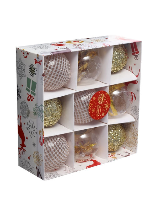 Ёлочные игрушки Капризы зимы, шары новогодние, d=6 см, 9 шт. золото - Зимнее волшебство фото 13