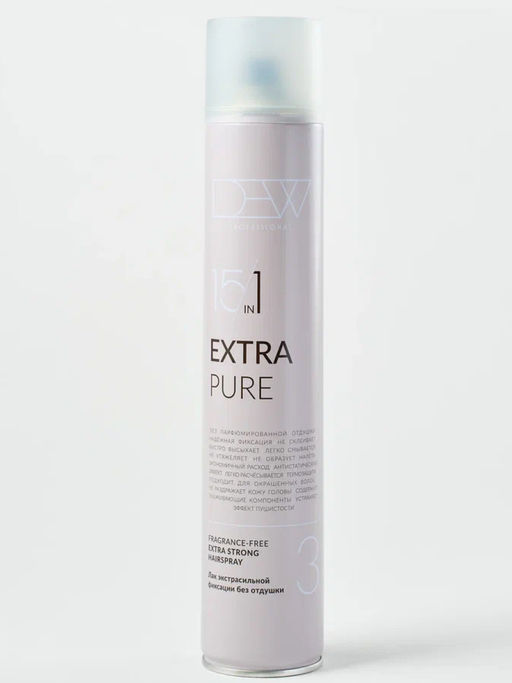 DEW Professional Лак для волос экстрасильной фиксации без отдушки / Extra Pure, 500 мл