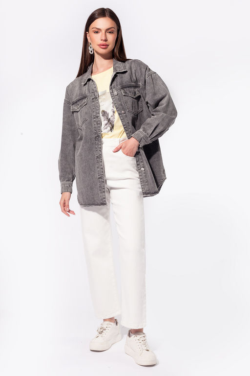 VILATTE / Куртка-рубашка из плотного денима  фото 4