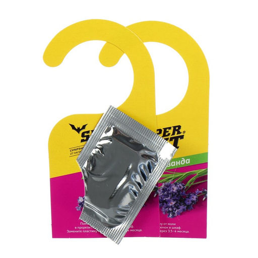 Цена за 6 шт. Пластины от моли "SuperBAT",  лаванда, 9 шт + 2 крючка