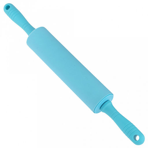 Скалка силиконовая Монпансье 41,5см, д5,3см, рабочая длина 20,5см, пластмассовые ручки, цвета в ассортименте: красный, черный, серый, розовый, в п/эт пакете (Китай)