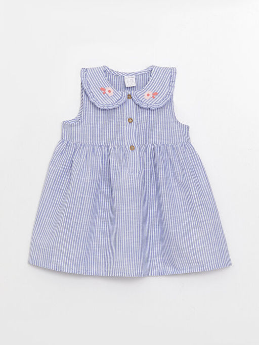 Bebe Yaka ?izgili K?z Bebek Elbise