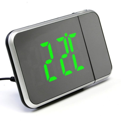 Часы электронные настольные, USB, календарь, будильник, с проекцией, зелёная индикация