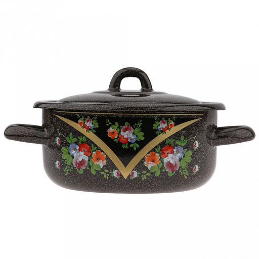 "Красава" Кастрюля эмалированная 1,45л, форма цилиндрическая, металлическая крышка (Россия)