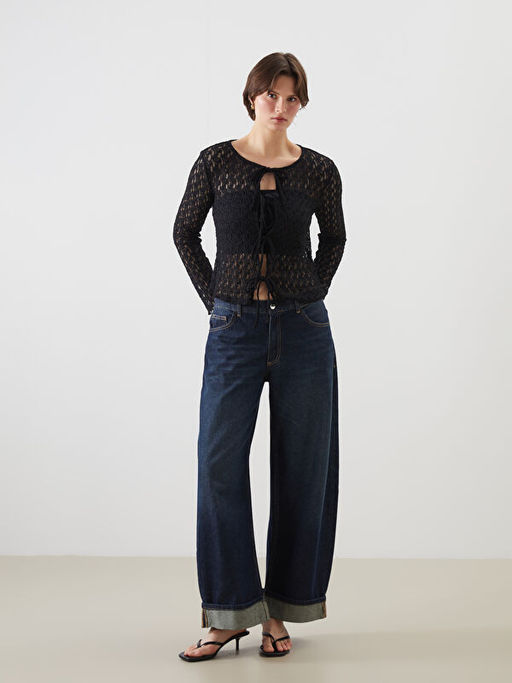 Ba?lamal? Yaka Dantelli Kad?n H?rka