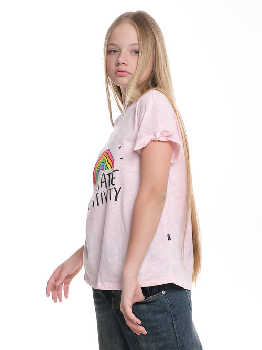 Футболка с принтом для девочки UD 5114 розовый - Mini maxi фото 4