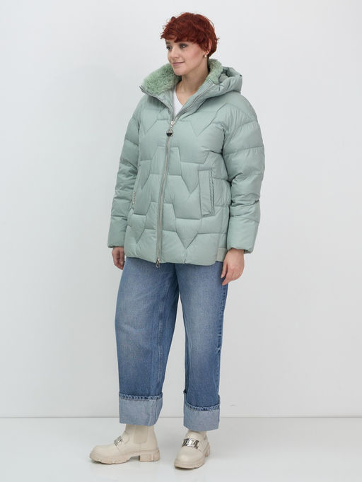 Куртка зимняя женская из овчина стильная и модная зеленого цвета 7309Z - Visdeer фото 13