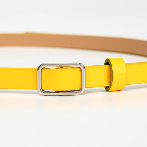 Ремень женский тонкий, 110×1.3 см, прямоугольная пряжка металл, серебристая, жёлтый