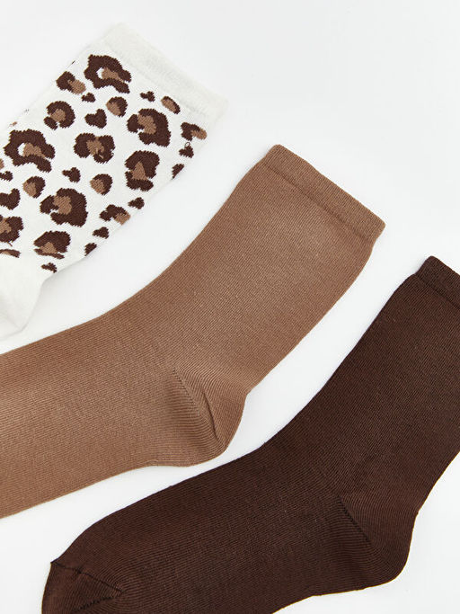 Leopar Desenli Kad?n Soket ?orap 5li