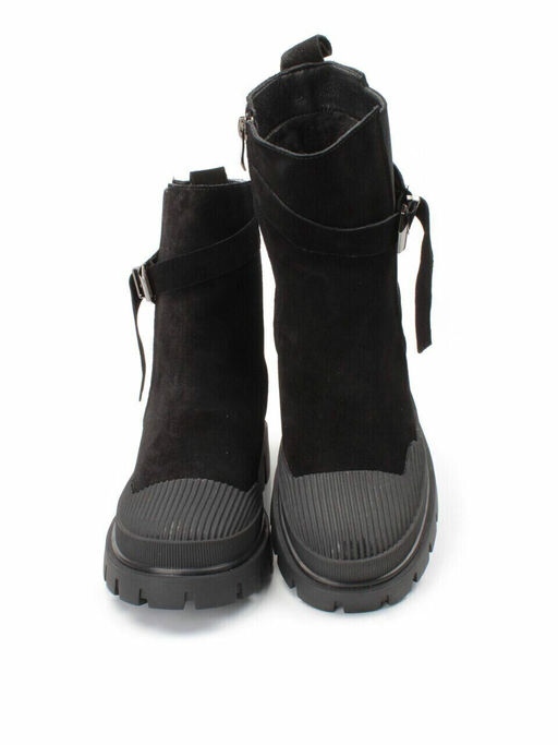 04-296-1M BLACK Ботинки зимние женские (натуральная замша, шерсть)