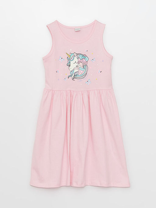 Bisiklet Yaka Desenli K?z ?ocuk Elbise