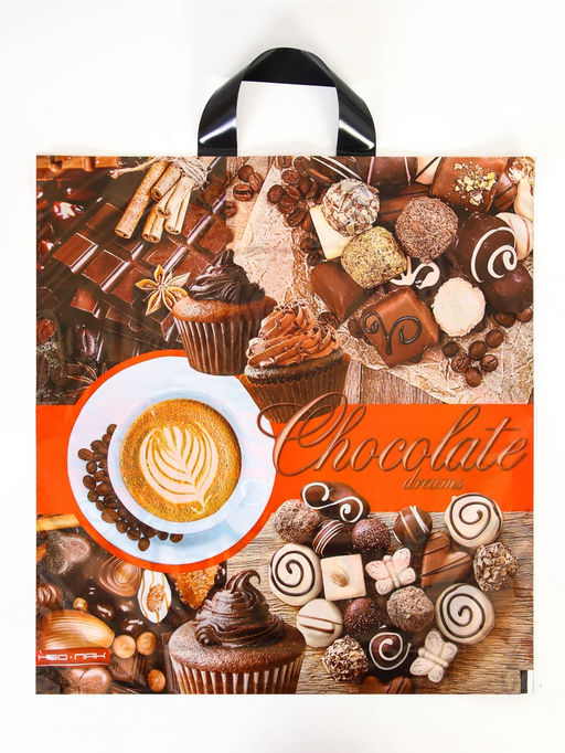 Цена за 25 шт. Пакет «Кофе и шоколад», полиэтиленовый с петлевой ручкой, 38×40 см, 40 мкм