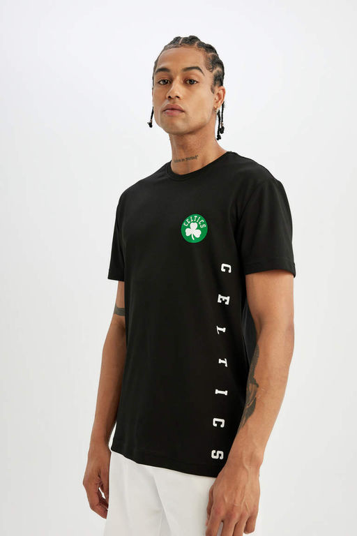 DeFactoFit Футболка стандартного кроя NBA Boston Celtics с круглым вырезом из плотной ткани с короткими рукавами фото 3