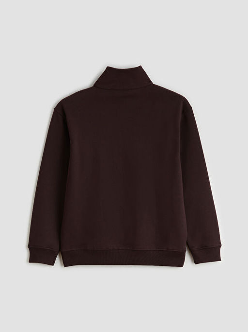 Fermuarl? Dik Yaka Erkek Kal?n Sweatshirt