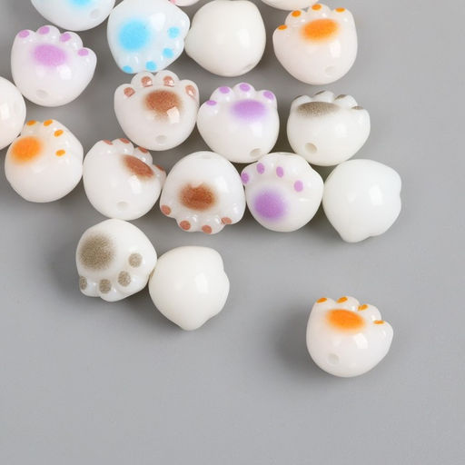 Цена за 2 шт. Бусины для творчества пластик "Лапка" набор 10 шт 1,1х1,2х0,9 см