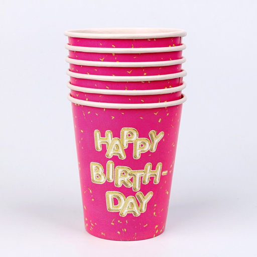 Цена за 2 шт. Стакан бумажный Happy Birthday, набор 6 шт, 250 мл - Страна карнавалия фото 2