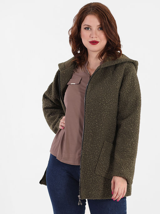 Кардиган с капюшоном теплый больших размеров - Almond фото 3