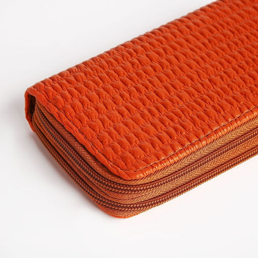 Кошелёк женский на молниях с ремешком, 19×4×9.5 см, текстурный, оранжевый