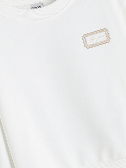 Bisiklet Yaka Bask?l? K?z ?ocuk Sweatshirt 2li