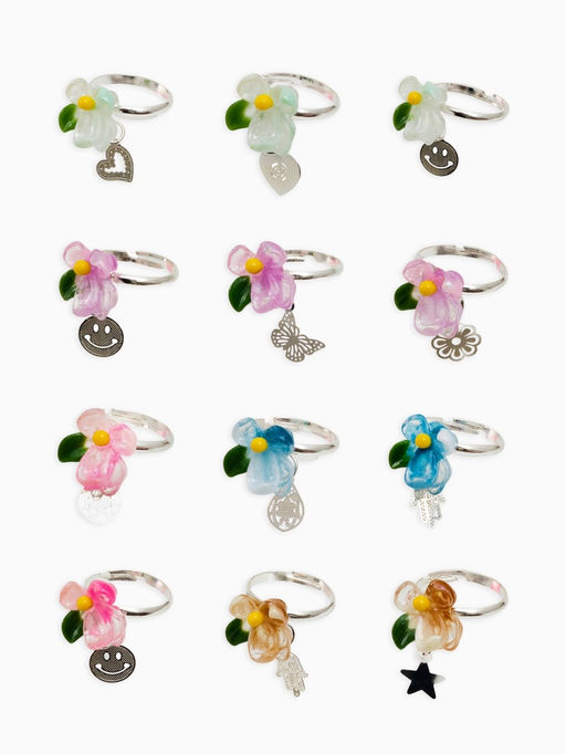 Цена за 36 шт. Кольцо «Выбражулька. Цветок», с подвеской, МИКС, безразмерное