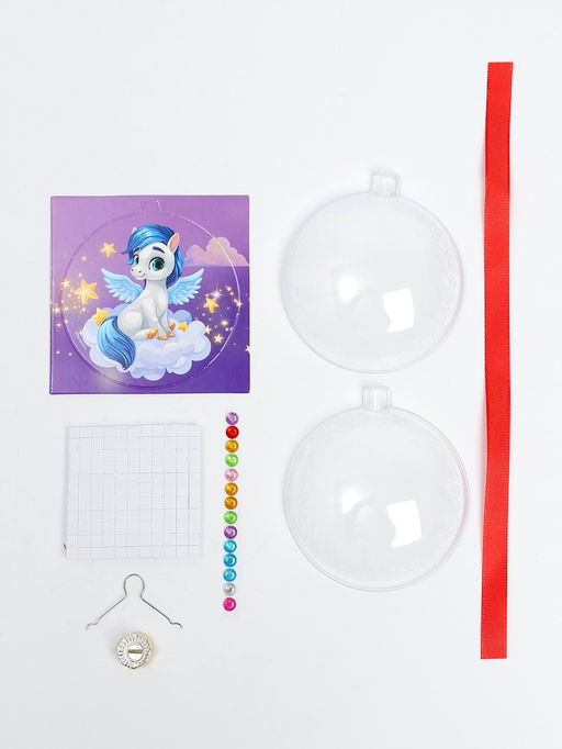 Елочный шар своими руками с раскраской «Лошадка», набор для творчества