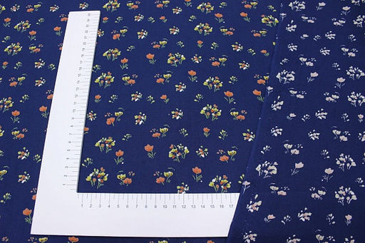Мерный лоскут - Штапель Премиум Аленький цветочек цв.темно-синий, ш.1.44м, вискоза-100% - Купава фото 4