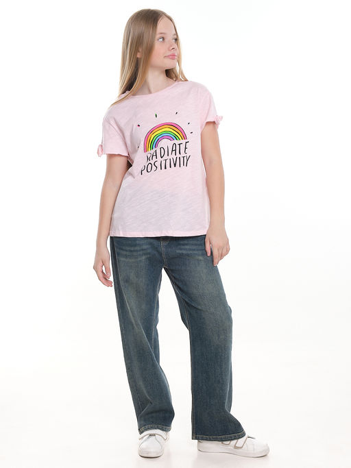 Футболка с принтом для девочки UD 5114 розовый - Mini maxi фото 3