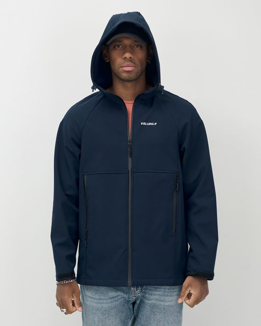 Ветровка спортивная мужская с капюшоном softshell темно-синего цвета 9563TS - Mtforce фото 20