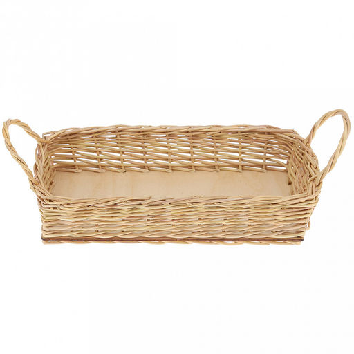 Корзина-сухарница Хлебная 26х14х5/9см, фанерное дно, стенки из ивовой лозы, ручное плетение (Россия)