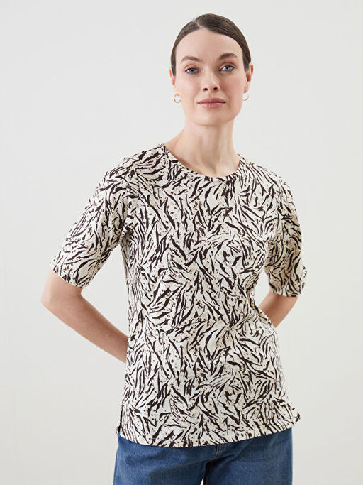 Bisiklet Yaka Desenli Kad?n Ti??rt