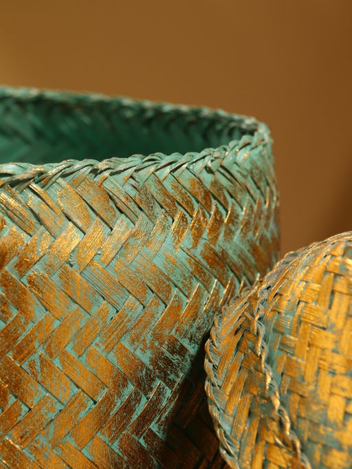 Корзинка плетёная «Голден», 16×16×23 см, голубая