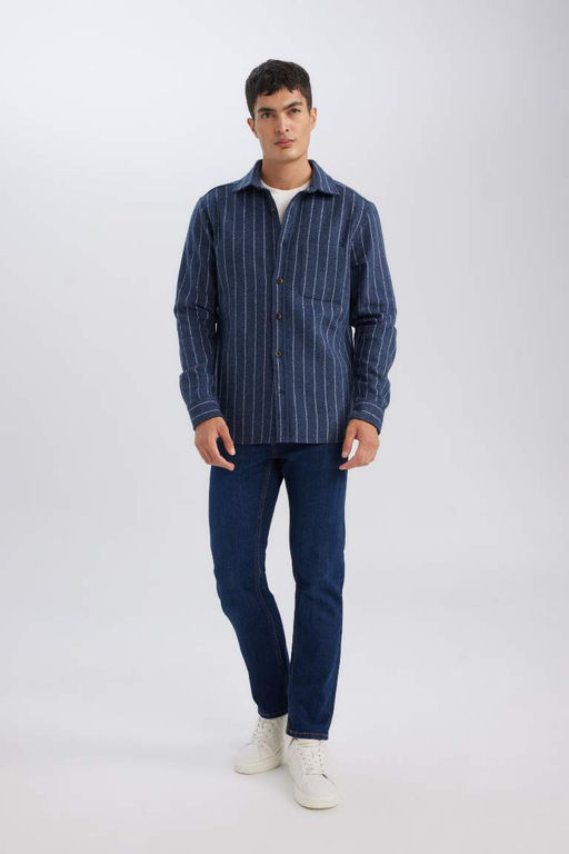 Рубашка в полоску с длинным рукавом и воротником-поло обычного кроя Lumberjack - Defacto фото 2