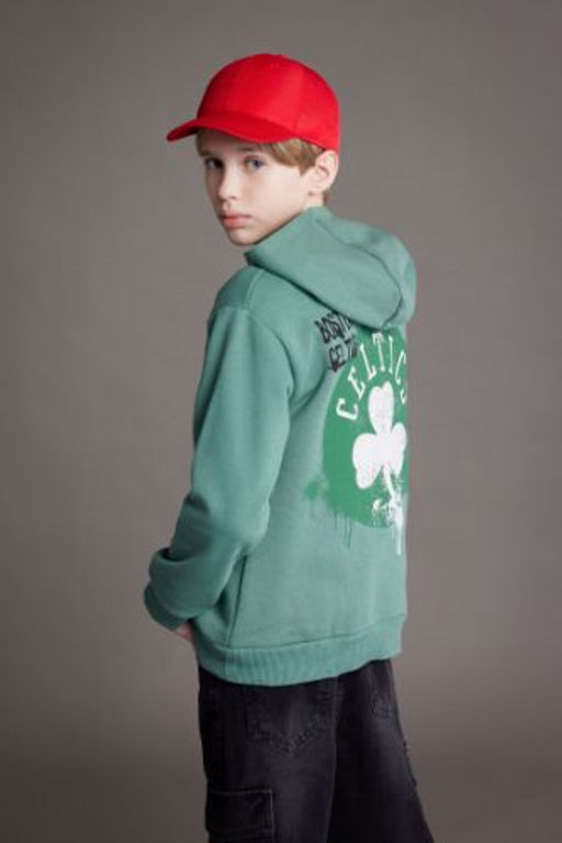 Erkek Cocuk NBA Boston Celtics Kapusonlu Ici Yumusak Tuylu Sweatshirt