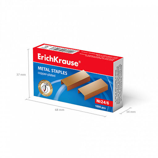 Цена за 10 шт. Скобы №24/6 ErichKrause омедненные (коробка 1000 шт.)  фото 4