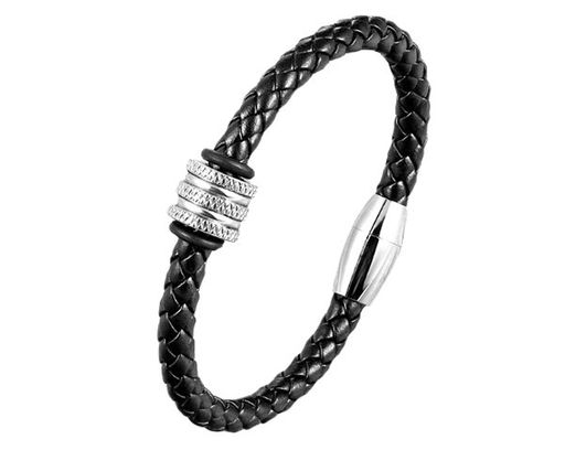 Браслет из кожи и стали, ALB69